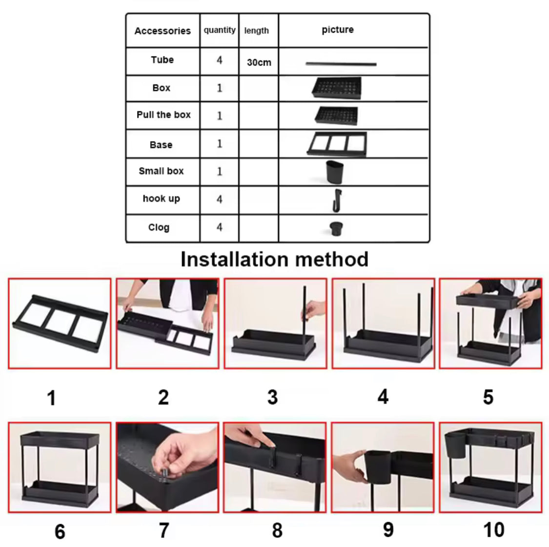 Double Deck Pull Out Organizer, 2 Tier Under Sink Organizer, Organizer Storage Rack With Hooks Hanging Double Deck Pull Out Organizer, 2 Tier Under Sink Organizer, Organizer Storage Rack With Hooks Hanging